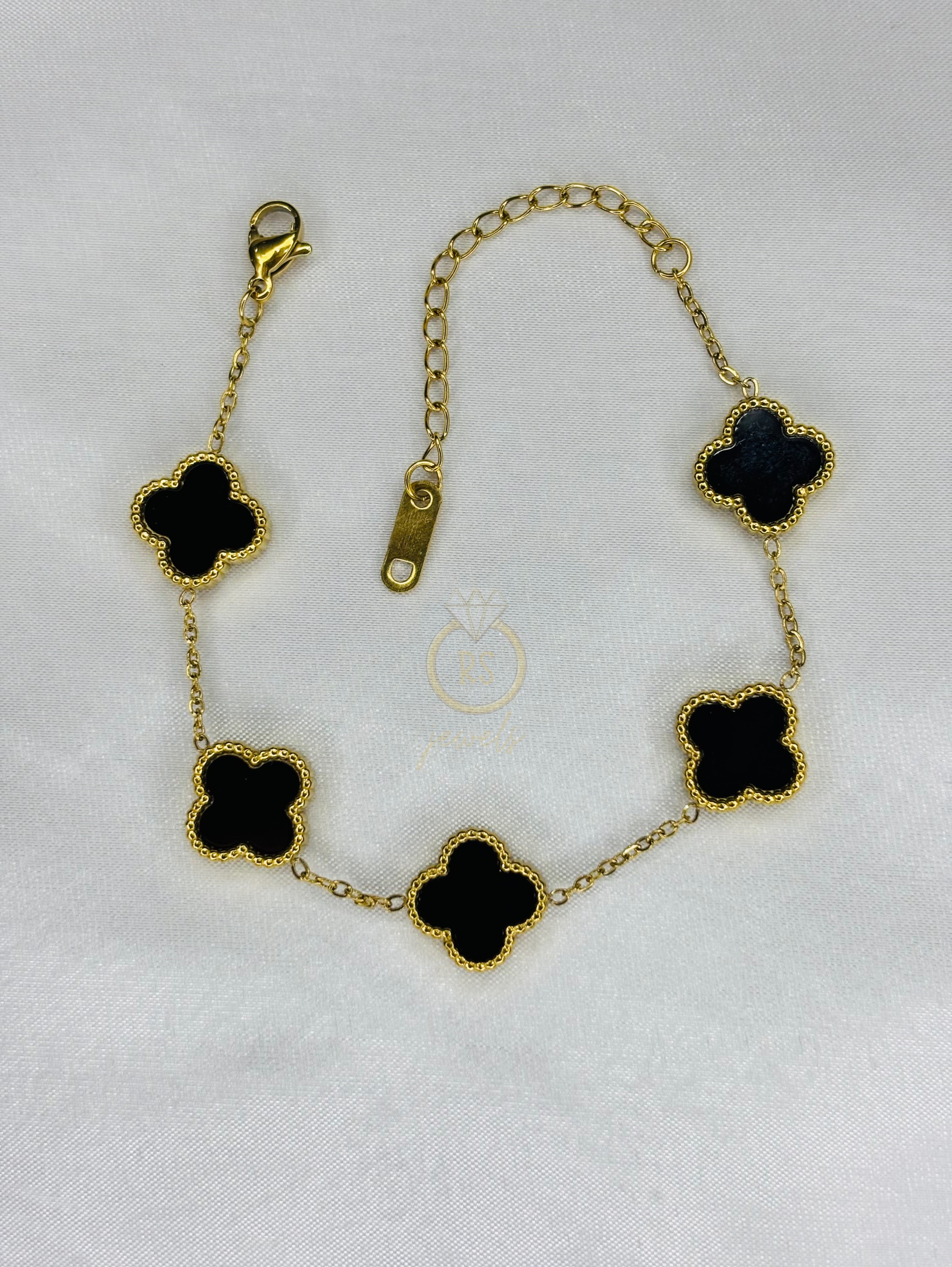 Black & White Clover Bracelet