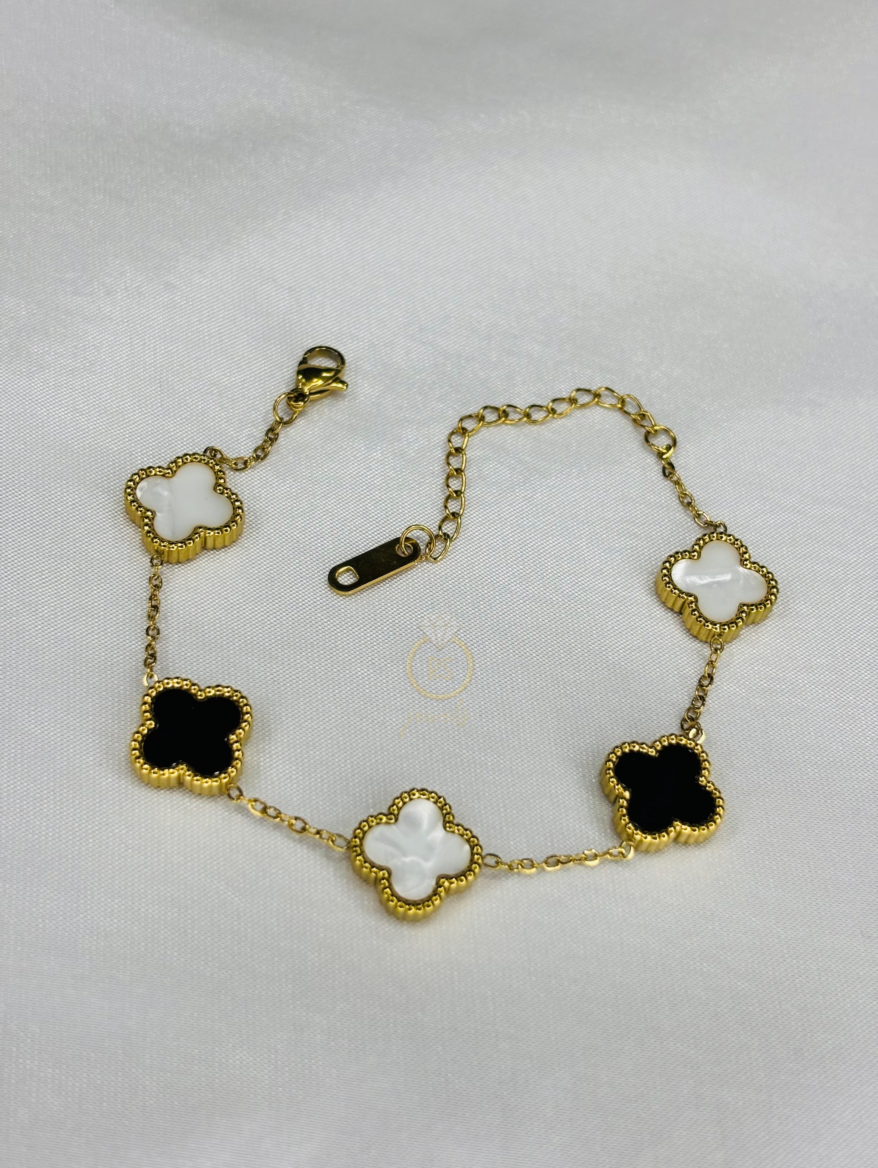 Black & White Clover Bracelet
